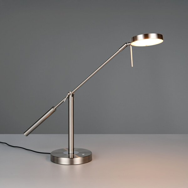 Trio Lighting LED настолна лампа Monza, никелово покритие, височина 52 cm, метал, Затъмняване, Металик, кабинет / офис, Метал, Модерен