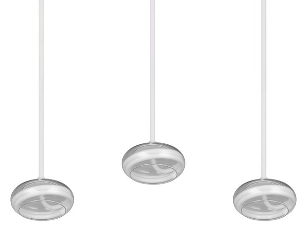 Trio Lighting LED висяща лампа Tarsia, бяла матова, дължина 91 cm, стъкло, 3-пластова., Затъмняване, Бял, Дневна/трапезария, Стъкло, Модерен