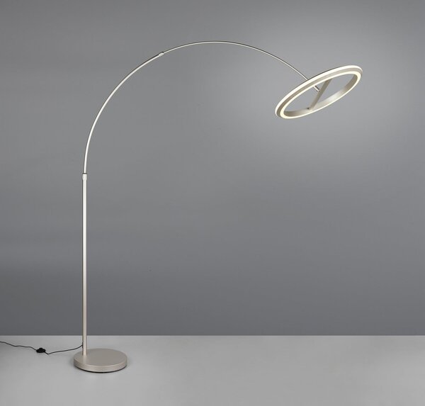 Trio Lighting LED лампа с дъга Amador, никелов цвят, височина 205 cm метал, Затъмняване, Металик, Дневна/трапезария, Метал, Модерен