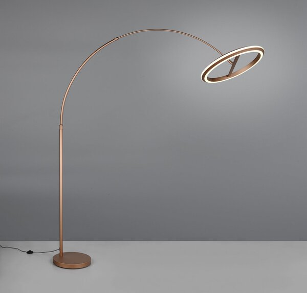 Trio Lighting LED ъглова стояща лампа Amador, кафеникаво кафяво, височина 205 cm метал, Затъмняване, Кафяв / ръждив, Дневна/трапезария, Метал, Модерен