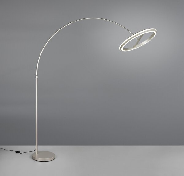 Trio Lighting LED лампа с дъга Amador, никелов цвят, височина 205 cm метал, Затъмняване, Металик, Дневна/трапезария, Метал, Модерен