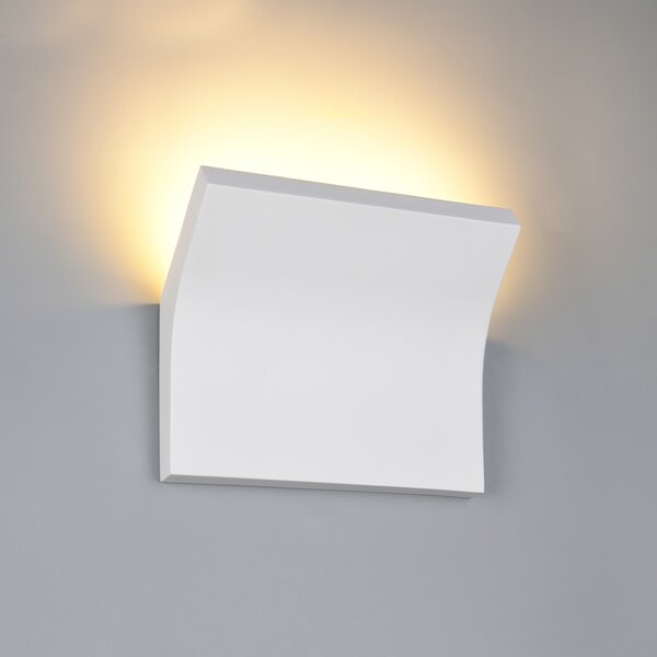 Trio Lighting Стенна лампа Vanjura, бяла, ширина 24 cm, гипс, Бял, Дневна/трапезария, Гипс / глина, Модерен, Стенна ъглова