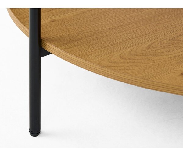 Кръгла масичка за кафе със стъклен плот в естествен цвят ø 84 cm Hassel – Unique Furniture