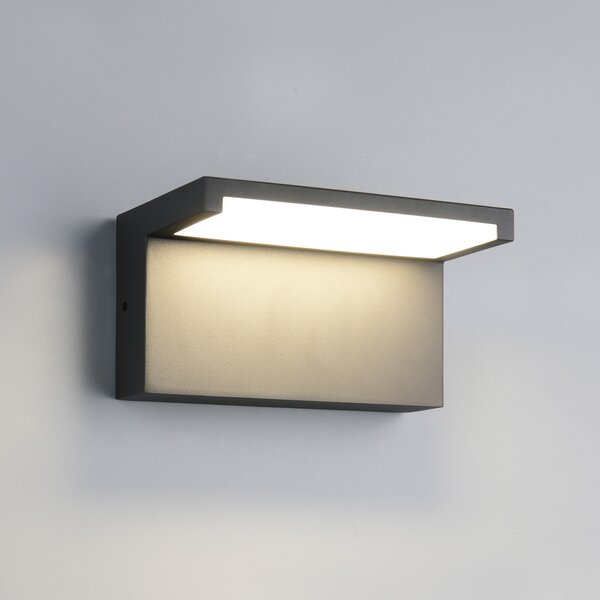 Trio Lighting LED лампа за външна стена Ravi, антрацит, ширина 18 cm, метал, IP65, Черен, Алуминий, Модерен