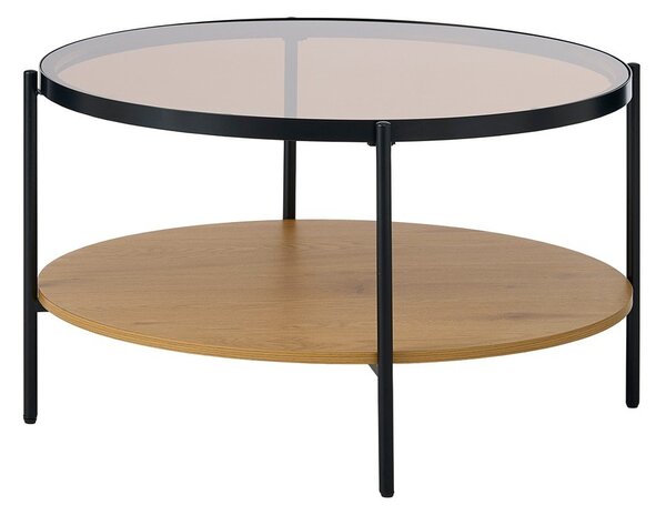 Кръгла масичка за кафе със стъклен плот в естествен цвят ø 84 cm Hassel – Unique Furniture
