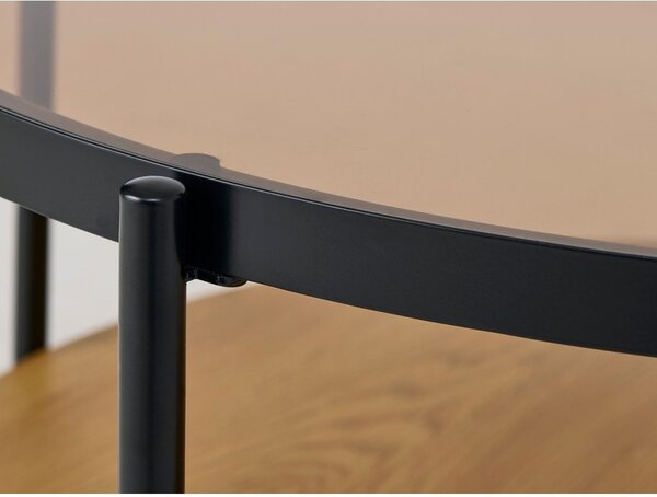 Кръгла масичка за кафе със стъклен плот в естествен цвят ø 84 cm Hassel – Unique Furniture