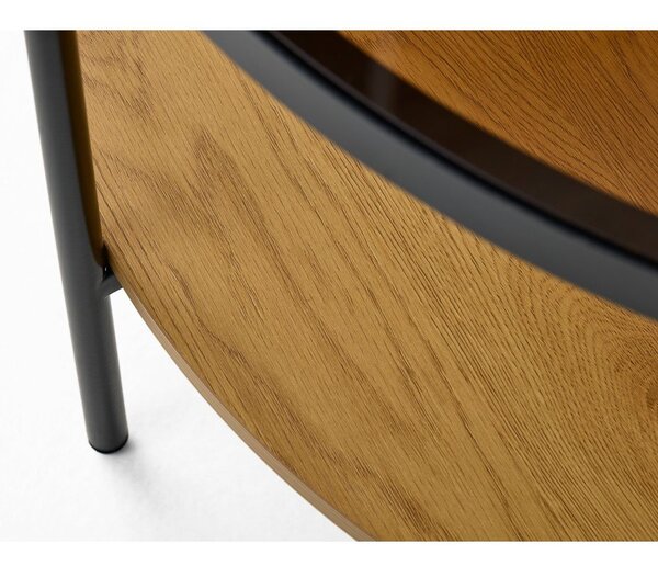 Кръгла масичка за кафе със стъклен плот в естествен цвят ø 84 cm Hassel – Unique Furniture