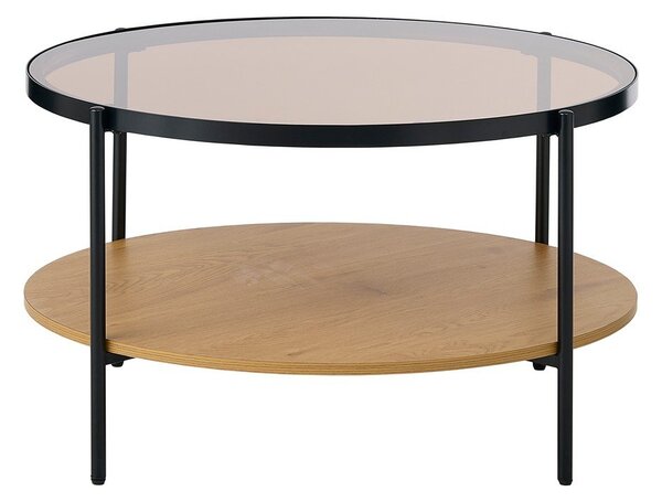 Кръгла масичка за кафе със стъклен плот в естествен цвят ø 84 cm Hassel – Unique Furniture