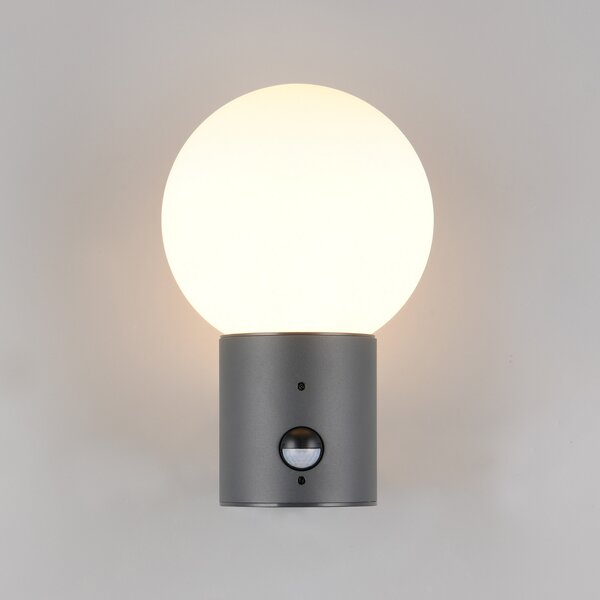 Trio Lighting Външна лампа Mures, антрацит, височина 28 cm, метал, сензор, Черен, Алуминий, Модерен