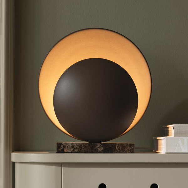 Globen Lighting Настолна лампа ORBIT, кафява Височина 32 cm Мраморна основа, Кафяв / ръждив, Дневна/трапезария, Метал, Дизайн