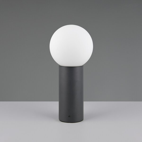 Trio Lighting Степен лампа Mures, антрацит, височина 40 cm, метал, Затъмняване, Черен, Алуминий, Модерен