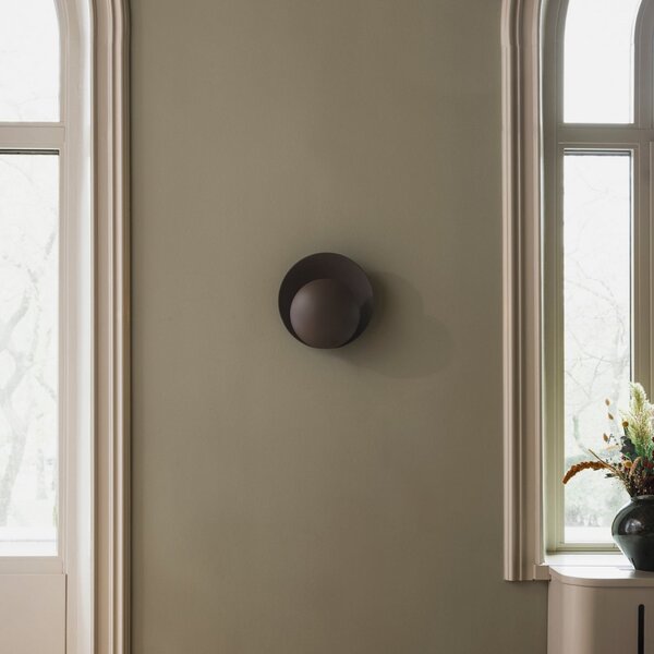 Globen Lighting стенна лампа ORBIT, кафява, Ø 30 cm, щепсел, Кафяв / ръждив, Дневна/трапезария, Метал, Дизайн
