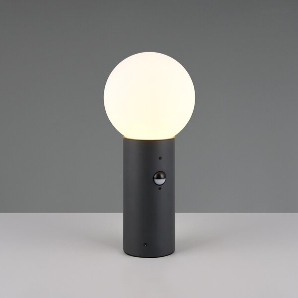 Trio Lighting Лампа с основа Mures, антрацит, височина 40 cm, метал, сензор, Черен, Алуминий, Модерен