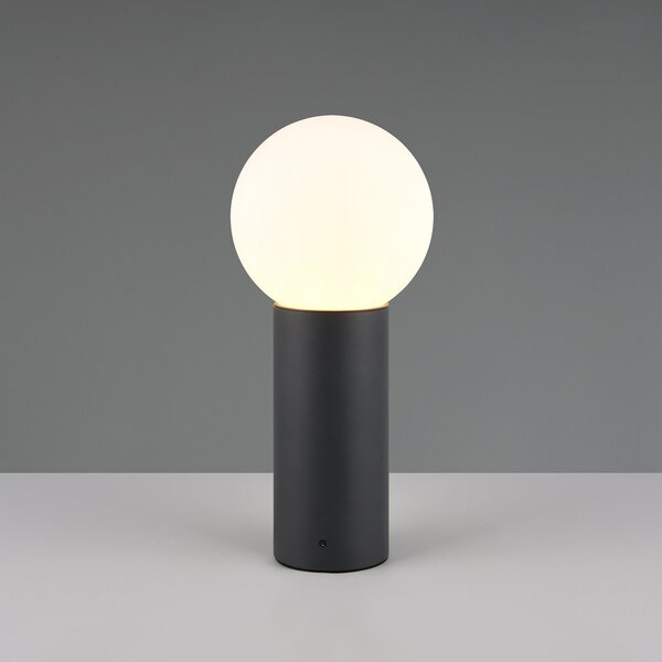 Trio Lighting Степен лампа Mures, антрацит, височина 40 cm, метал, Затъмняване, Черен, Алуминий, Модерен