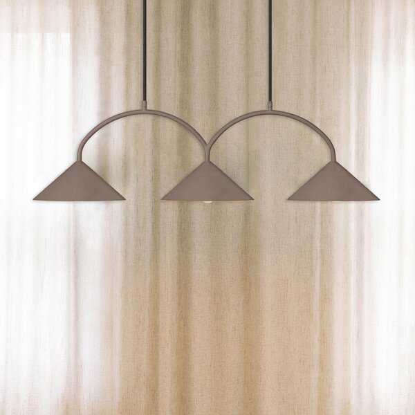 Globen Lighting Висяща лампа CURVE, дължина 95 cm, кафява, 3-светлинна., Затъмняване, Кафяв / ръждив, Дневна/трапезария, Метал, Винтидж