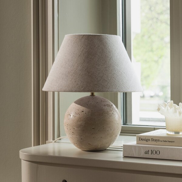 Globen Lighting Настолна лампа Castello, бежова/бежова, височина 38 cm, Бежов, Дневна/трапезария, Плат / текстил, Дизайн