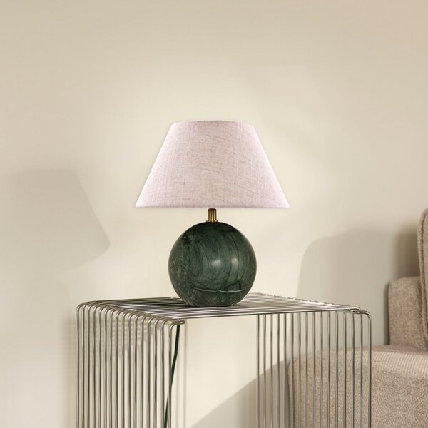 Globen Lighting Настолна лампа Castello, зелена/бежова, височина 28 cm, Бежов, Дневна/трапезария, Плат / текстил, Дизайн