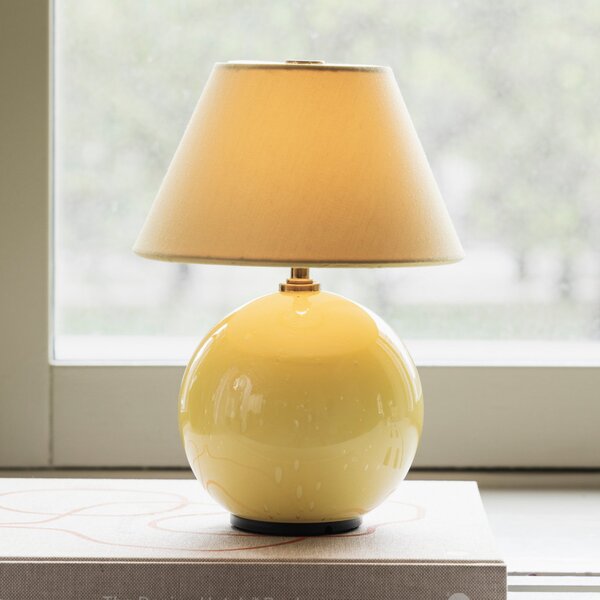 Globen Lighting акумулаторна настолна лампа IRIS, жълта/жълта, височина 23 cm, Затъмняване, Жълт, Дневна/трапезария, Плат / текстил