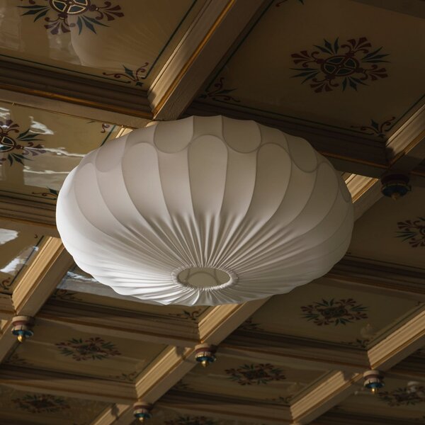 Globen Lighting Таванска лампа BLADVERK, бяла, Ø 70 cm, текстил, Затъмняване, Бял, Дневна/трапезария, Плат / текстил, Скандинавски