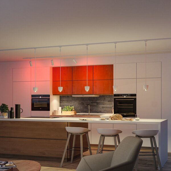 Paulmann URail Smart LED висяща лампа Tyros, сигнално бяла, ZigBee, Затъмняване, Бял, Дневна/трапезария, Пластмаса, Модерен