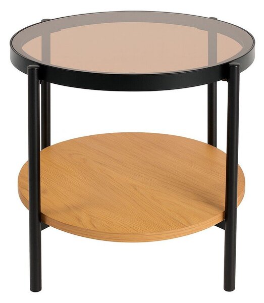 Кръгла странична масичка със стъклен плот ø 48 cm Hassel – Unique Furniture
