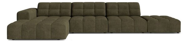 Шенилов ъглов диван в цвят каки (ляв ъгъл/с лежанка) Chicago – Cosmopolitan Design