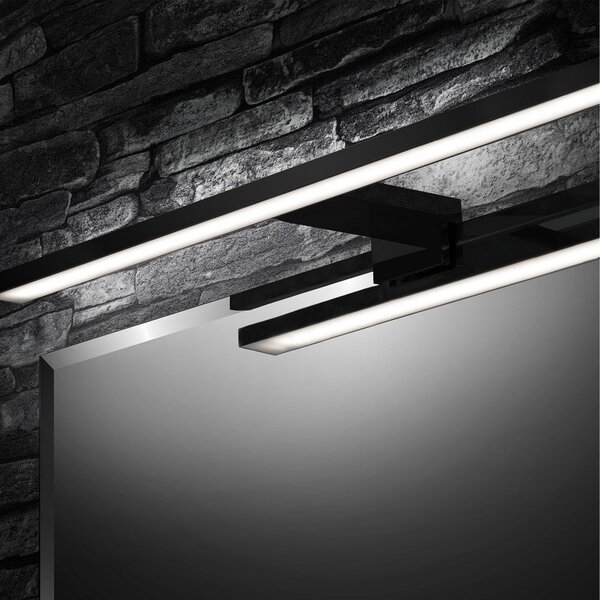 Briloner LED светлина за огледало Dun Brilo, IP44, ширина 60 cm, Черен, Баня, Метал, Модерен