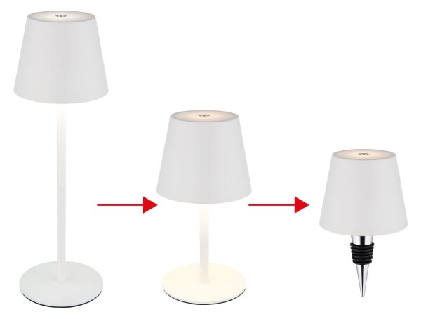 Globo 58488W - LED външна настолна лампа VANNIE 3 в 1, сензорен димер, презареждаема, 3W/5V, IP54, бяла