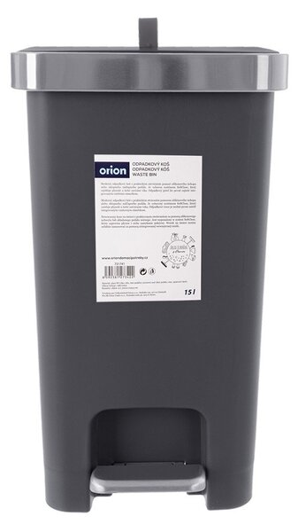 Сиво пластмасово кошче за боклук с педал 15 l Premier – Orion