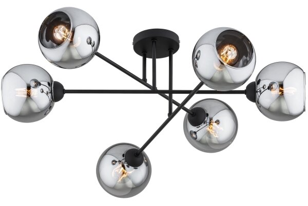 Brilagi - Плафонен полилей DIOR 6xE27/60W/230V черен/димчато сив