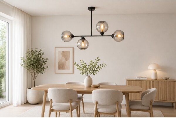 Brilagi - Полилей DIOR за повърхностен монтаж 4xE27/60W/230V черен/димно сив