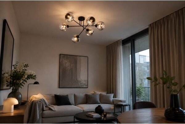 Brilagi - Плафонен полилей DIOR 6xE27/60W/230V черен/димчато сив
