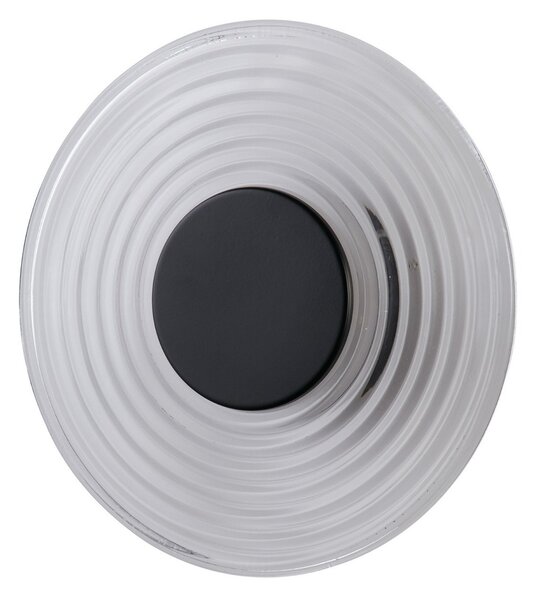Searchlight LED стенна лампа Cleo, прозрачна/черна матова, Ø 30 cm, стъкло, Затъмняване, Прозрачен, Дневна/трапезария, Стъкло, Модерен