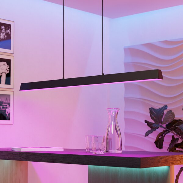 EGLO connect Simolaris-Z LED висяща лампа, 122cm, Затъмняване, Черен, Дневна/трапезария, Метал, Модерен