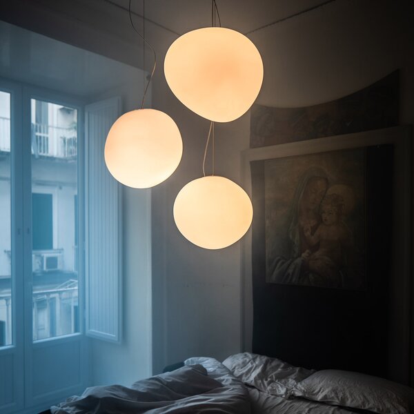 Foscarini Gregg media LED висяща лампа, с регулируема яркост, Затъмняване, Бял, Дневна/трапезария, Стъкло, Дизайн