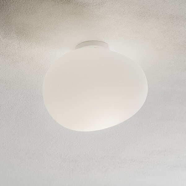 Foscarini Gregg media Таванска лампа от стъкло, 27 см, Затъмняване, Бял, Дневна/трапезария, Стъкло, Дизайн