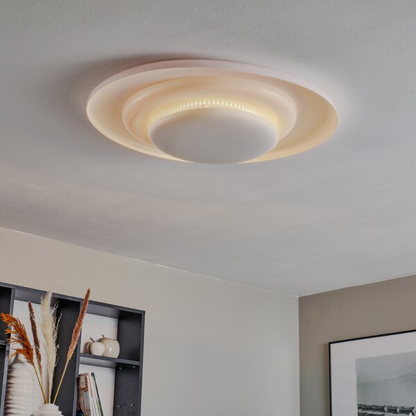 Foscarini Bahia LED плафон с регулируема яркост, 76 см, Затъмняване, Бял, Дневна/трапезария, Пластмаса, Дизайн