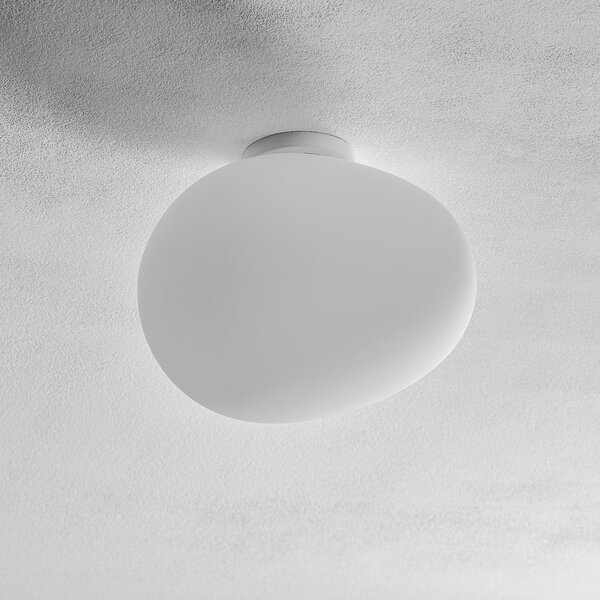 Foscarini Gregg media Таванска лампа от стъкло, 27 см, Затъмняване, Бял, Дневна/трапезария, Стъкло, Дизайн