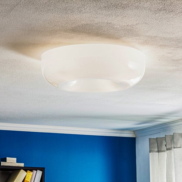 Foscarini Circus grande стъклен плафон, Ø 46 cm, Затъмняване, Бял, Дневна/трапезария, Стъкло, Дизайн