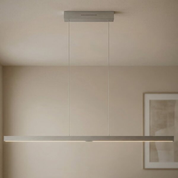 Knapstein LED висящо осветление Linn-L 128, никел, Затъмняване, Сив, Дневна/трапезария, Метал, Модерен