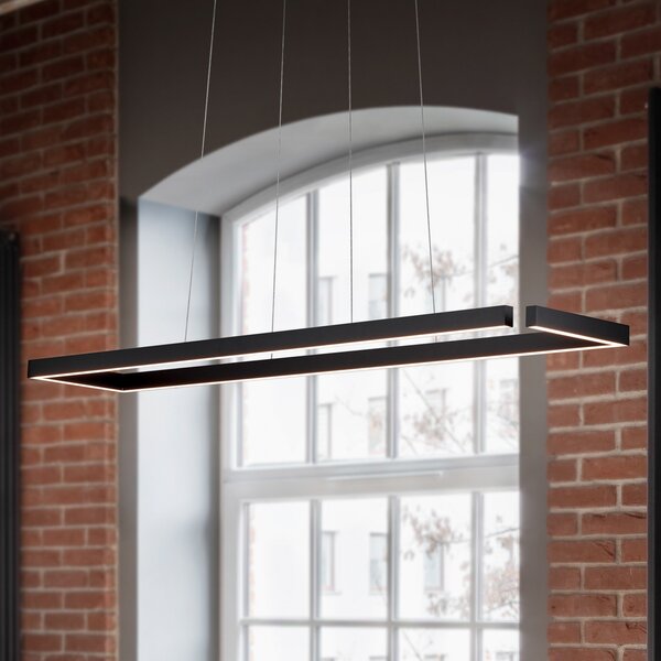 Knapstein LED висяща лампа Marisa-100, черен мат, 100 x20cm, Затъмняване, Черен, Дневна/трапезария, Метал, Модерен