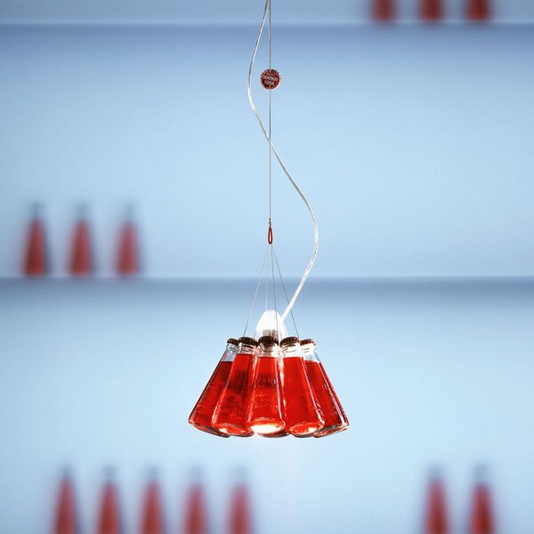 Ingo Maurer Campari Light - висящо осветление, 155 cm, Затъмняване, Червен, Дневна/трапезария, Стъкло, Дизайн