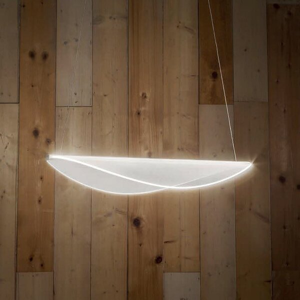 Stilnovo LED висяща лампа Diphy, 76 cm, DALI-димируема, Затъмняване, Бял, Дневна/трапезария, Метал, Модерен