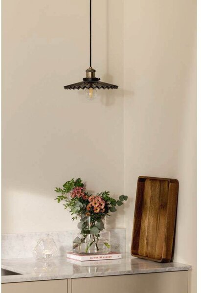 Globen Lighting Висяща лампа COBBLER, димно сива, Ø 25 cm, Затъмняване, Сив, Дневна/трапезария, Стъкло, Винтидж