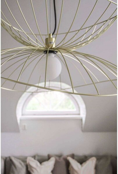 Globen Lighting Висяща лампа RAY, месинг, Ø 70 cm, Затъмняване, Злато / месинг, Дневна/трапезария, Метал, Модерен
