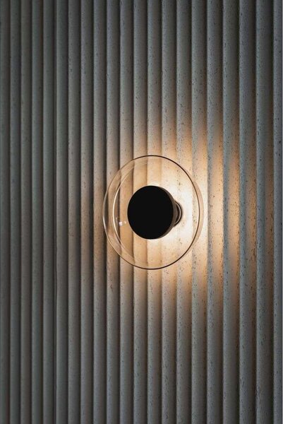 MARSET LED стенна лампа Aura, Ø 18 cm, димно сива/прозрачна, Сив, Дневна/трапезария, Стъкло, Дизайн