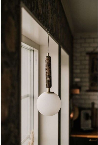 Globen Lighting Висяща лампа Torrano, кафява, Ø 15 cm, Затъмняване, Кафяв / ръждив, Дневна/трапезария, Стъкло, Дизайн, Глобус