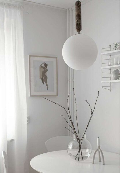 Globen Lighting Висяща лампа Torrano, кафява, Ø 30 cm, Затъмняване, Кафяв / ръждив, Дневна/трапезария, Стъкло, Дизайн, Глобус