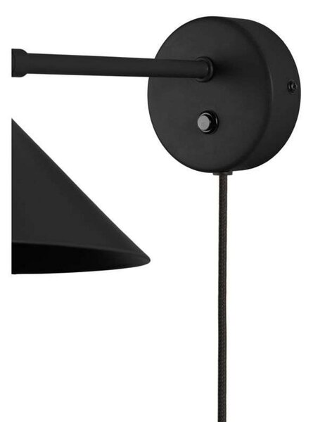 Globen Lighting стенна лампа Cannes, черна, Ø 20 cm, Черен, Дневна/трапезария, Метал, Скандинавски, Стенна розетка отдолу