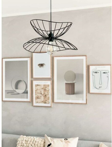 Globen Lighting Висяща лампа RAY, черна, Ø 45 cm, Затъмняване, Черен, Дневна/трапезария, Метал, Модерен